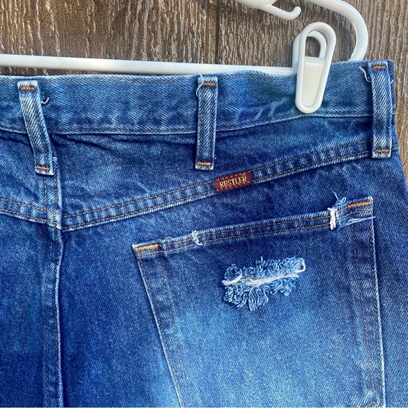 Vintage Rustler High Rise Custom Distressed Denim Cut-off Shorts Size 8 or 10 - Picture 6 of 16
